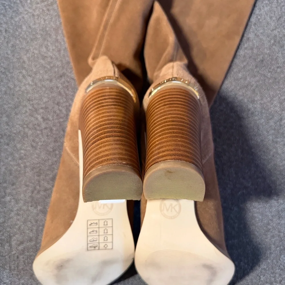 Michael Kors Women’s Regina Over the Knee Boots 8.5 M Tan Suede High Heel NWOB